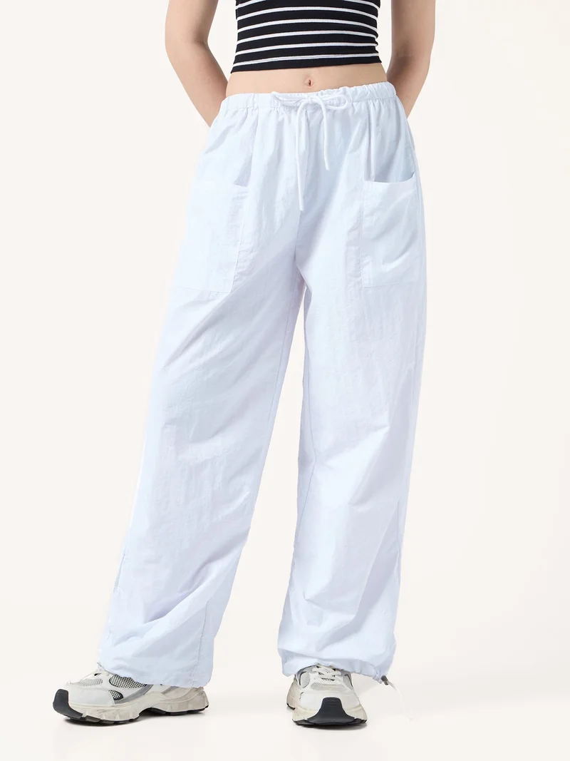 Outzidr  White Drawstring Cargo Pants for Women | Best Price UAE